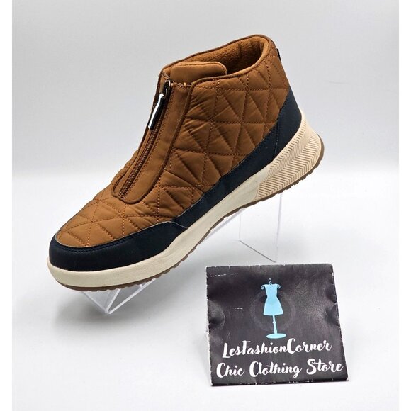 Lands End Women's Brown Navy Quilted  Front Zipper Ankle Boots Size 9.5  2867 - Picture 16 of 16